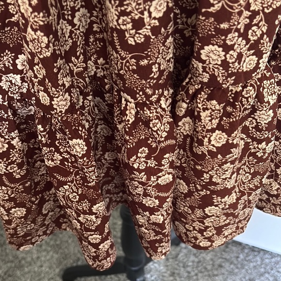 Bohme Brown and White Ruffled Puff Sleeve Mini Dress - Picture 5 of 14